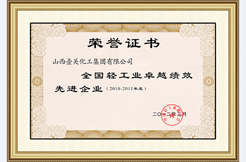 全国轻工业卓越绩效先进企业